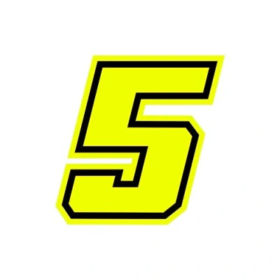 Afbeelding van 4R Quattroerre.it 13385 racenummer 5 Moto GP, fluorescerend geel, 10 x cm