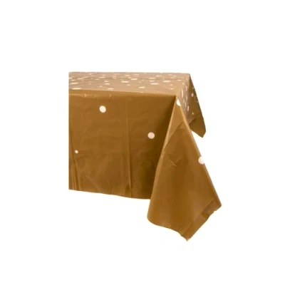 Afbeelding van Tafelkleed Goud met Witte Stippen 137x274cm