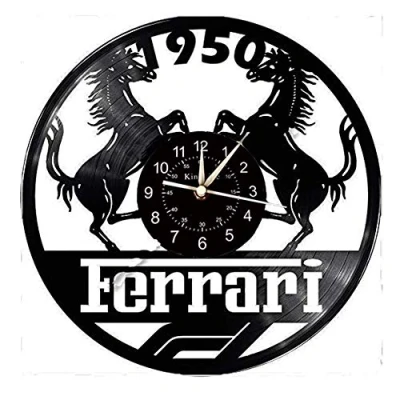 Afbeelding van Smotly Vinyl wandklok, wandklok en klokken met Ferrari thema, creatieve geschenken voor handgemaakte wandklokken (geschenkhaak)