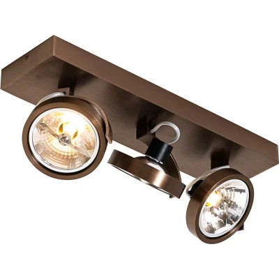 Afbeelding van QAZQA go Design Plafondspot Spotje Opbouwspot 3 lichts L 45.4 cm Brons Woonkamer Slaapkamer Keuken