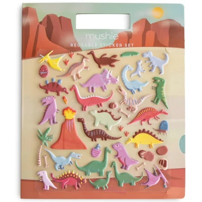 Afbeelding van Mushie herbruikbare 3D stickers met achtergrond dino&#039;s