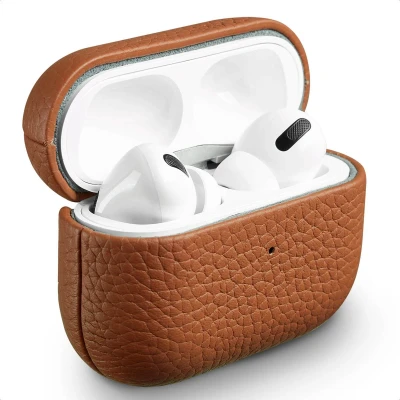 Afbeelding van Accezz Echt leren case Hoesje geschikt voor AirPods Pro Cognac