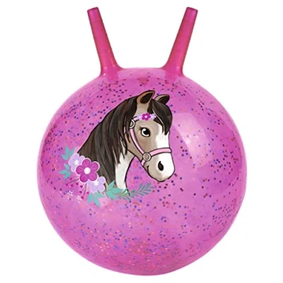Afbeelding van moses. Sprankelend springpaard voor paardenliefhebbers met sterconfettivulling, binnen en buitenspeelgoed kinderen vanaf 4 jaar, roze glitter