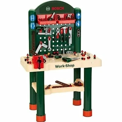 Afbeelding van Klein Toys Bosch werkbank 82 delig houtlook met leerfunctie veel accessoires