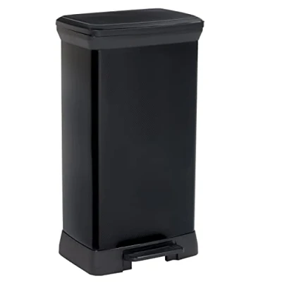 Image de Curver Decobin Poubelle A Pédale Rectangulaire 50 L Noir Carbone