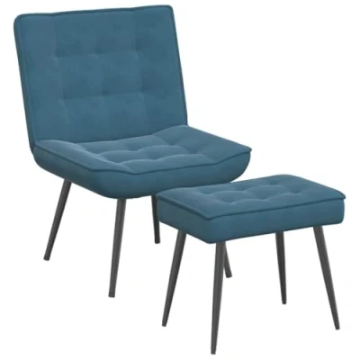 Afbeelding van vidaXL Relaxstoel met voetenbank fluweel blauw