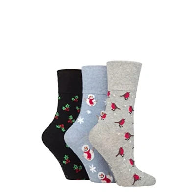 Afbeelding van Kerstsokken Gentle grip kerst dames sokken design Per 3 paar Maat 37/42