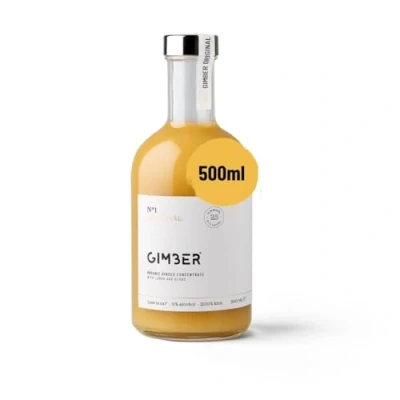 Afbeelding van GIMBER Biologisch gemberconcentraat, 500 ml, 100% biologische, alcoholvrije drank op basis van gember, citroen en specerijen, heerlijk, premium gembersap