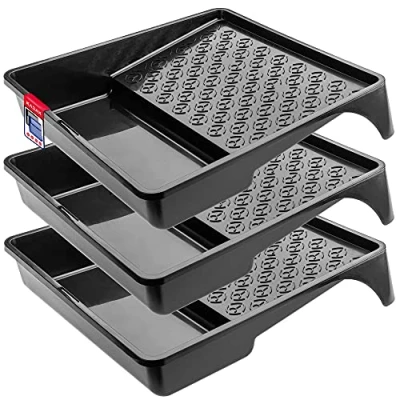 Afbeelding van KADAX verfbak, schilderbak, kunststof verfschaal, schilderschaal met praktisch handvat, grote schildermateriaal (3, zwart)