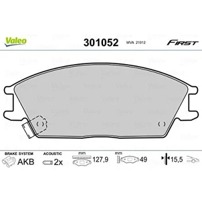 Afbeelding van VALEO 301052 Remblokkenset FIRST Vooras Incl. slijtage waarschuwingscontact Zonder anti kreukplaat HYUNDAI: Getz, ACCENT 2