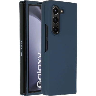 Afbeelding van Accezz Hoesje Geschikt voor Samsung Galaxy Z Fold 5 Siliconen Liquid Silicone Backcover Donkerblauw