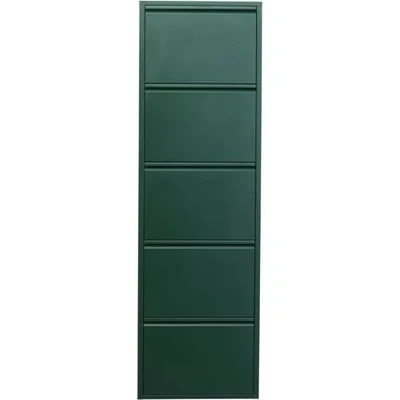 Afbeelding van KARE Caruso Design schoenenbox van staal, 5 vakken voor 10 paar schoenen, groen, 170 x 50 15 cm