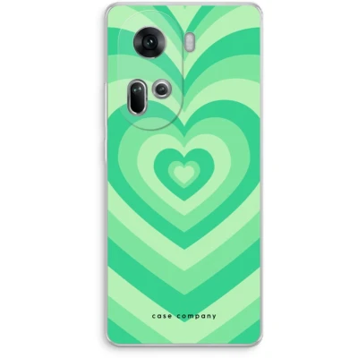 Afbeelding van Case Company® hoesje geschikt voor Oppo Reno 11 Hart Groen Soft Cover Telefoonhoesje Bescherming aan alle Kanten en Schermrand