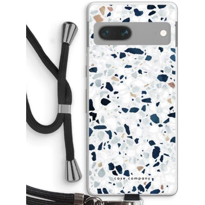Afbeelding van Case Company® hoesje met Koord geschikt voor Google Pixel 7 Terrazzo N1 Telefoonhoesje Zwart Bescherming aan alle Kanten en Over de Schermrand
