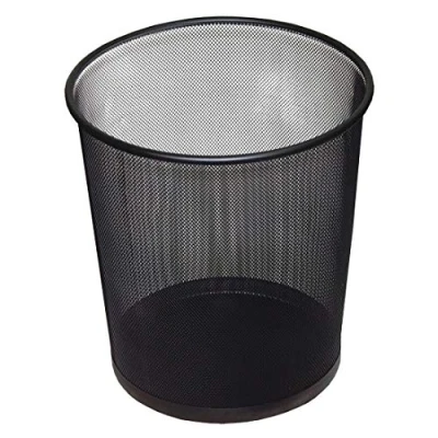 Afbeelding van D.RECT prullenbak van metaalvlechtwerk, 12 liter, kantoorafvalbak, voor slaapkamer onder kantoor, prullenbak, zwart, 266 x 218 280 mm