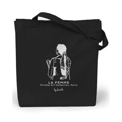 Afbeelding van Loxato tote Bag, Zwarte stoffen tas, 35 x 42 8 cm, boodschappentas voor dames van stof, bag 100% katoen, tas