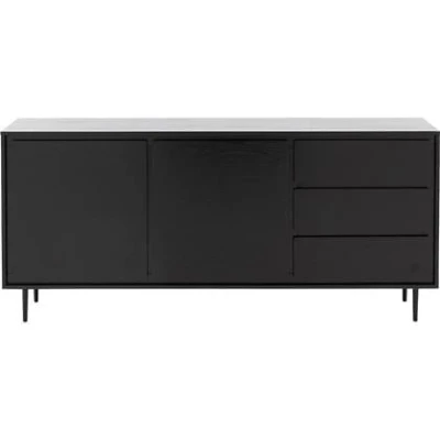 Afbeelding van Goossens Dressoir Trani, 2 Deuren 3 Laden Hout Zwart