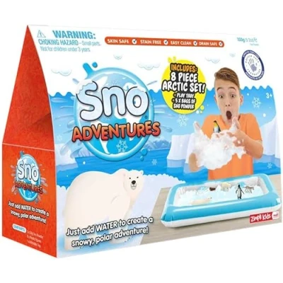 Afbeelding van Zimpli Kids SNO Adventures Arctic 5 toepassingen, 8 arctische figuren, opblaasbaar bord, fantasierijke sensorische speelset, sensorisch speelgoed voor kinderen binnen en buiten,