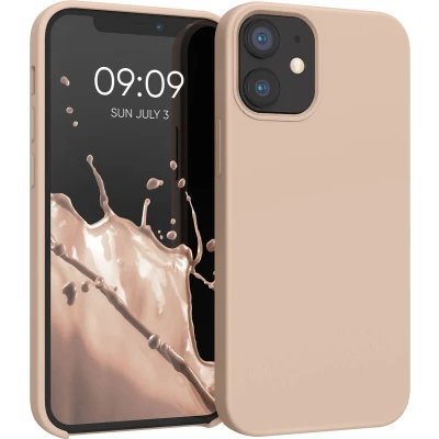 Afbeelding van kwmobile telefoonhoesje geschikt voor Apple iPhone 12 mini Hoesje met siliconen coating Smartphone case in kokosmelk