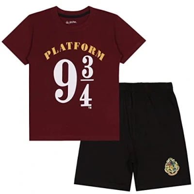 Afbeelding van Harry Potter Pyjama, Jongens Zomer Bordeauxrood, Zwart Maat 158