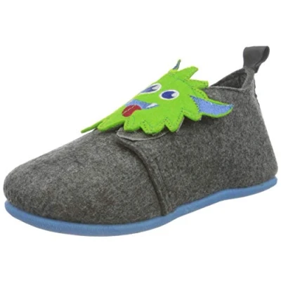 Afbeelding van Playshoes pantoffels vilt grijs groen monster
