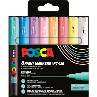 Afbeelding van Uni Posca Markers PC 1M Set Zachte Kleuren 8 stuk