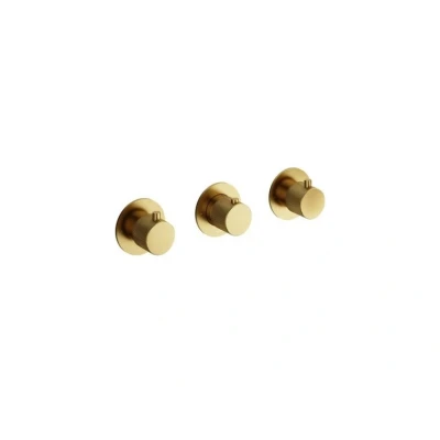 Afbeelding van HotBath Cobber X afbouwdeel voor inbouw douchethermostaat met 2 stopkranen horizontaal/verticaal Geborsteld Messing PVD CX7067EXTBBP