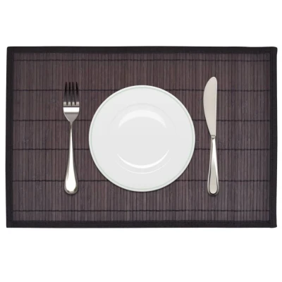 Afbeelding van 242110 6 Bamboo Placemats 30 x 45 cm Dark Brown
