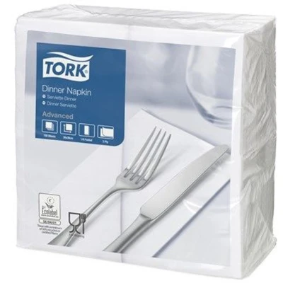 Afbeelding van Dinnerservetten Tork 1/8 vouw 2 laags 150st wit 477554