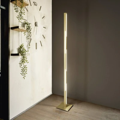 Afbeelding van LED vloerlamp Ling, messing, hoogte 165 cm, dimbaar, metaal