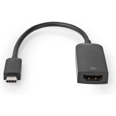 Afbeelding van Nedis USB C Adapter 3.2 Gen 1 Male HDMI Output 4K@60Hz 0.20 m Rond Vernikkeld PVC Zwart Polybag