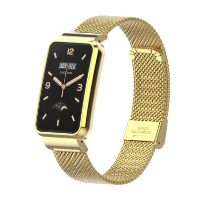 Afbeelding van Milanese bandje met case Goud Xiaomi Smart band 7 Pro