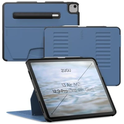 Afbeelding van Zugu case iPad Air 13 (M2) 2024 oersterke luxe flip over volledige 360˚ bescherming met multifunctionele standaard functie geschikt voor Apple Pencil Slate