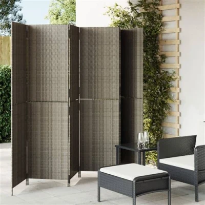 Afbeelding van Kamerscherm 6 panelen poly rattan grijs