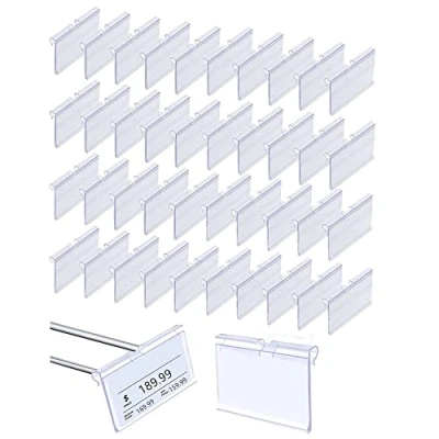 Afbeelding van 40 stuks transparante etikettenhouders, prijskaartjes, levensmiddelprijskaartjes, kunststof etiketten voor supermarkt, toonbank, winkel