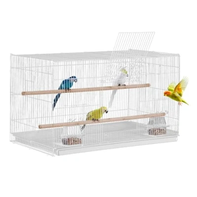 Image de VEVOR Petite Cage à Oiseaux en Métal 455 mm pour Perruches Calopsittes Blanc