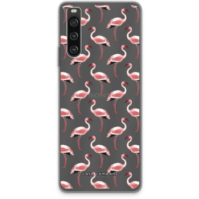 Afbeelding van Case Company® hoesje geschikt voor Sony Xperia 10 IV Flamingo Soft Cover Telefoonhoesje Bescherming aan alle Kanten en Schermrand