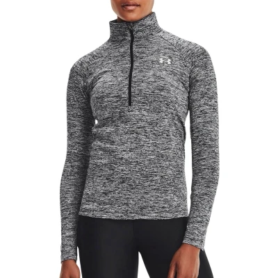 Afbeelding van Under Armour TECH ZIP Twist Longsleeve, Dames, Maat: Medium, Black/metallic silver