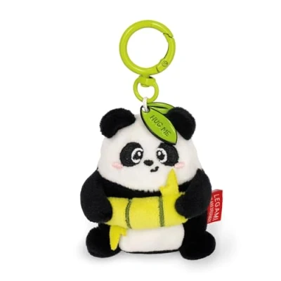 Image de LEGAMI Porte clés Super Soft! en Peluche, Pendentif avec Message gravé et Mousqueton Zinc, Noir, S, PANDA