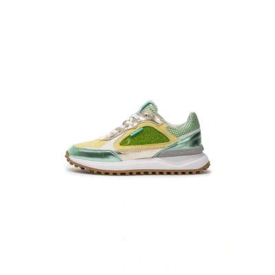 Afbeelding van Floris van Bommel Sneakers laag, Dames, Maat: 38, Lightgreen Leer en textiel