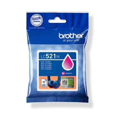 Afbeelding van Brother LC521M Magenta origineel kussenverpakking inktcartridge voor DCP J1260W, J1310DW
