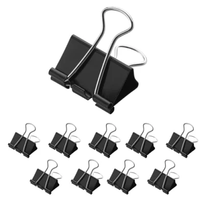 Afbeelding van Westcott 12 stuks vouwklemmen 41 mm zwart set van metalen documentklemmen stabiele en herbruikbare papierklemmen klemmen voor kantoor thuis E 10714 00