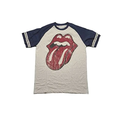 Afbeelding van The Rolling Stones Lick Raglan T shirt M Creme/Blauw