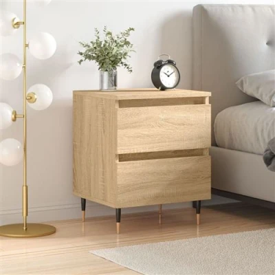 Afbeelding van Nachtkastje 40x35x50 cm bewerkt hout sonoma eikenkleurig