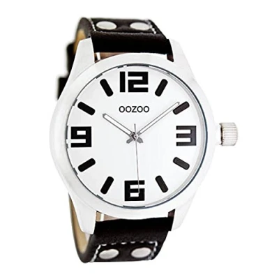 Afbeelding van OOZOO Timepieces Zilverkleurige horloge met mosterd gele leren band JR306