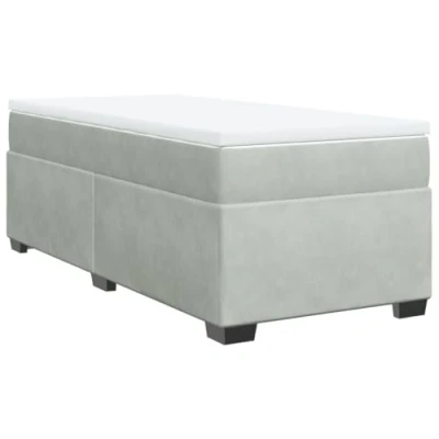 Afbeelding van vidaXL Boxspring met matras fluweel lichtgrijs 90x200 cm