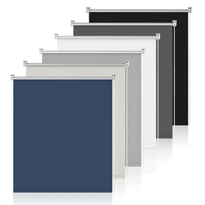 Afbeelding van Sanfree Verduisteringsrolgordijn voor ramen zonder boren, Klemmfix, ondoorzichtig, thermisch rolgordijn met zijkoord, zonwering, zilveren coating, donkerblauw, 70 x 160 cm (b h)