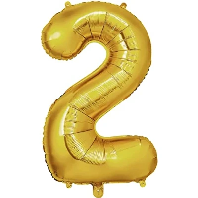 Afbeelding van PROMYSTICAL Verjaardagsballon 101 cm cijferballon hoogwaardige verjaardagsdecoratie feestdecoratie vliegt dankzij helium (goud, cijfer 2)