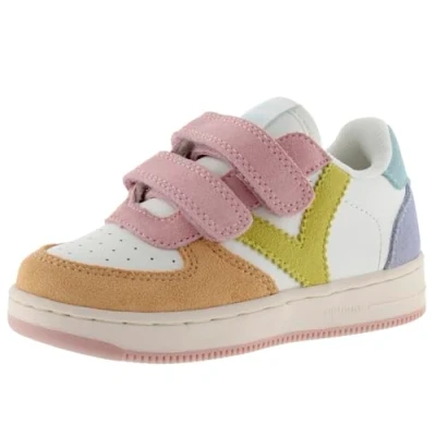 Afbeelding van Victoria Tiempo 1124116 Unisex Lage Sneakers Leer Effect &amp; Kleurrijke Onderdelen Korst Kras voor Kinderen, Oranje