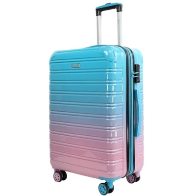 Afbeelding van Blade set van 3 uittrekbare koffers, harde schaal, lichte Koffer met wielen, handbagage ABS + PC TSA slot, 4 spinner, reiskoffers, Blauw/Roze,